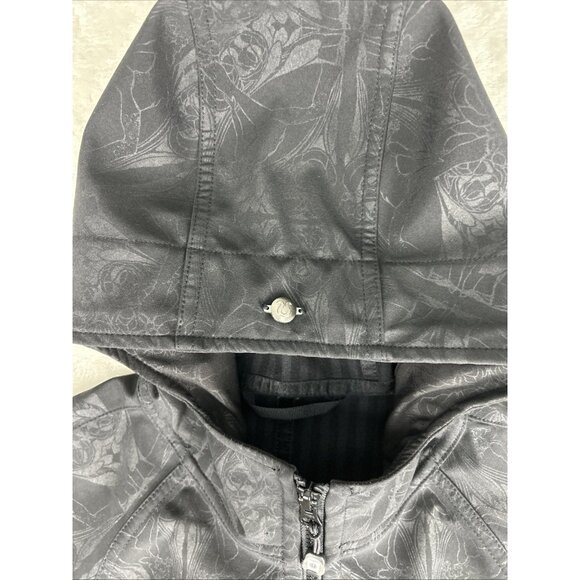 Lululemon Jacket Women’s 4 Apres Yoga Hooded in Black Dance In Snow Pattern - Picture 2 of 9